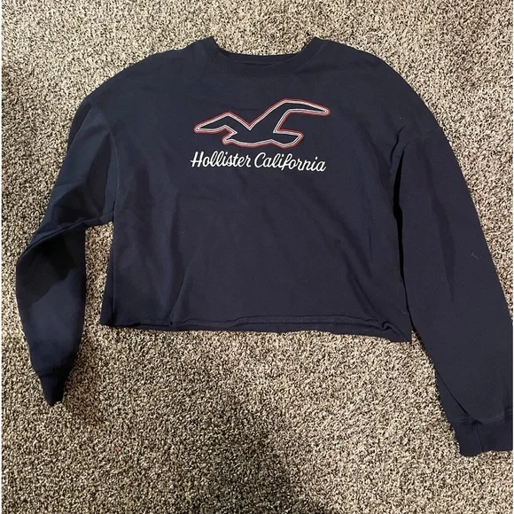 Hollister Tops Navy Blue Cropped Sweatshirt Poshmark